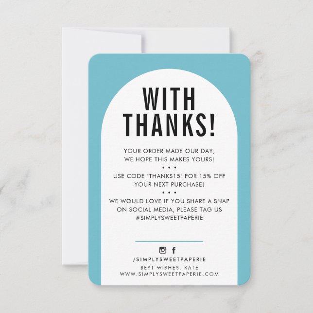 KUNDENDANK IHNEN modernes türkisblaues Bogen Dankeskarte (Vorderseite)