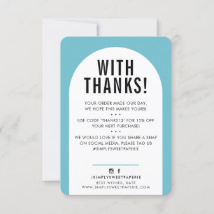 KUNDENDANK IHNEN modernes türkisblaues Bogen Dankeskarte