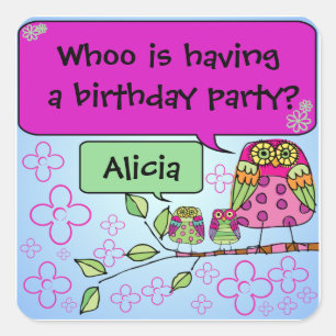 Kundengebundene Eulen-Aufkleber Quadratischer Aufkleber