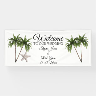 Kundengebundene Strand-Palmen, die Zeichen Wedding Banner