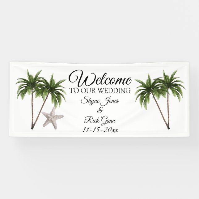 Kundengebundene Strand-Palmen, die Zeichen Wedding Banner (Horizontal)