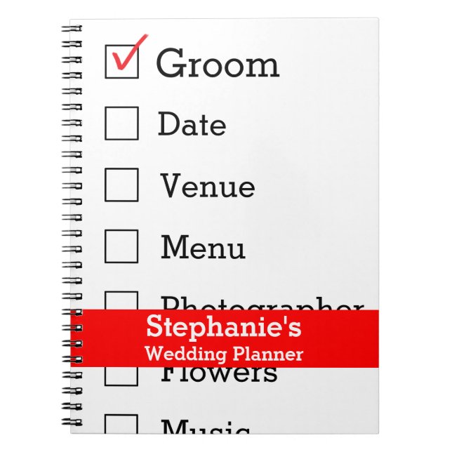 Kundengebundene Wedding Planer-Checkliste Notizblock (Vorderseite)