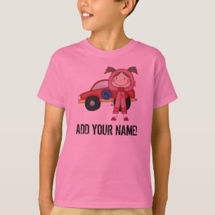 Kundengebundener Mädchen-Rennen-Auto-Fahrer-T - T-Shirt