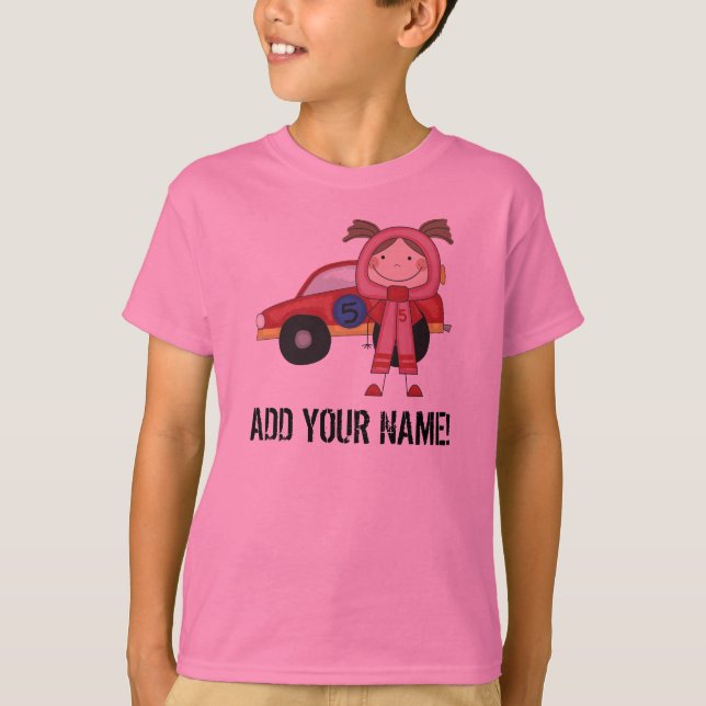 Kundengebundener Mädchen-Rennen-Auto-Fahrer-T - T-Shirt (Vorderseite)