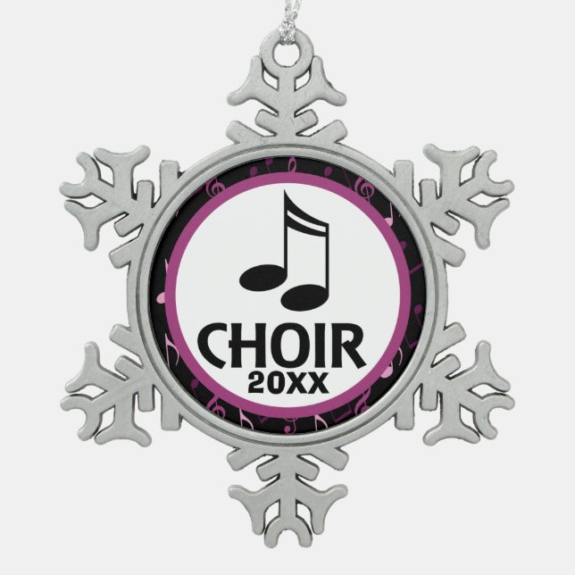 Kundengebundenes Chor-Musik-Geschenk Schneeflocken Zinn-Ornament (Vorderseite)