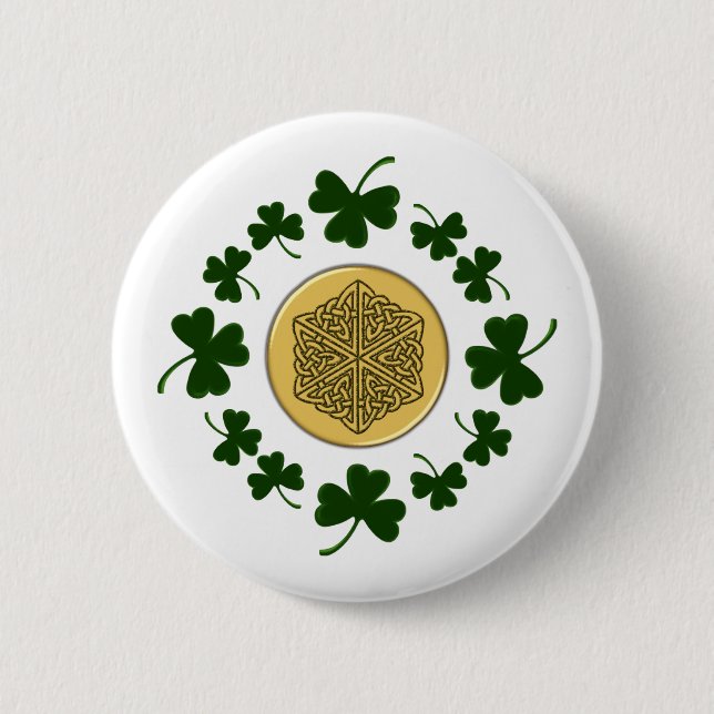 KUNDENGERECHT!  Kleeblätter - Goldirischer Celtic Button (Vorderseite)
