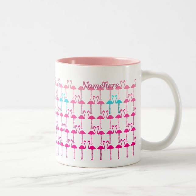 Kundengerecht: Rosa Flamingo Zweifarbige Tasse (Rechts)