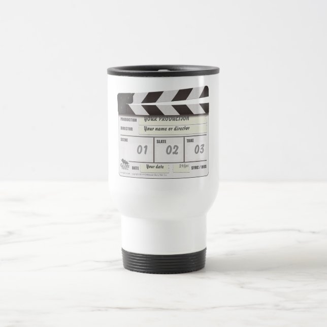 Kundengerechte Clapperboard Standort-Tasse Reisebecher (Mittel)