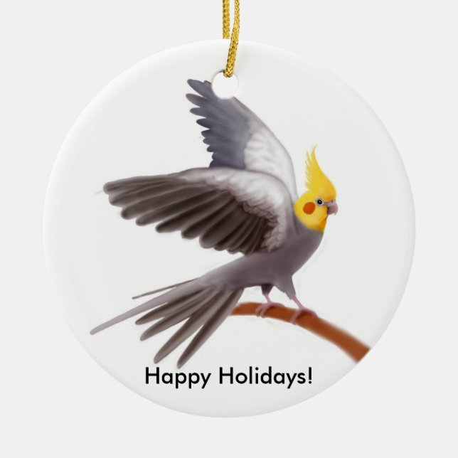 Kundengerechte Cockatiel-Papageien-Verzierung Keramik Ornament (Vorne)