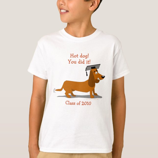 Kundengerechte Dackel-HundeAbschluss-Schablone T-Shirt (Vorderseite)