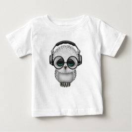 Kundengerechte DJ-Eule mit Kopfhörern und Gläsern Baby T-shirt
