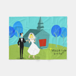 Kundengerechte Retro Hochzeits-Paar-Fleece-Decke Fleecedecke