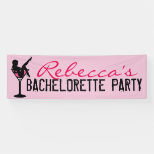 Kundengerechte rosa Martini-Mädchen bachelorette Banner