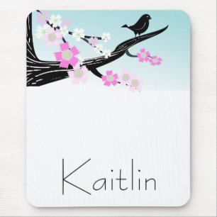 Kundengerechte Spatzenvogel-Kirschblüten grafisch Mousepad