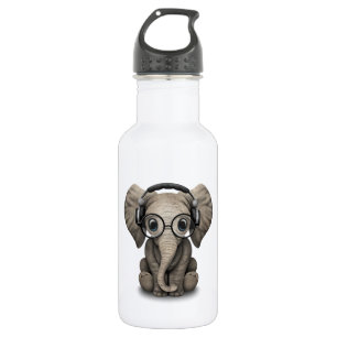Kundengerechter Baby-Elefant DJ mit Kopfhörern Trinkflasche