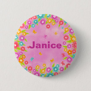 Kundengerechter Blumen-Schmetterlings-Name Button