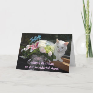 Kundengerechter hübscher Katzen-/Blumen-Geburtstag Karte