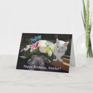 Kundengerechter hübscher Katzen-/Blumen-Geburtstag Karte