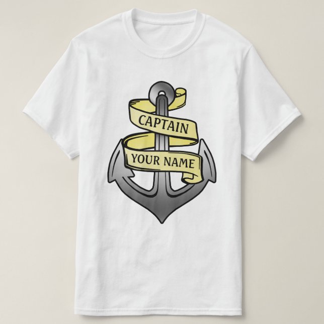 Kundengerechter Schiffs-Kapitän Ihr Namensanker T-Shirt (Design vorne)