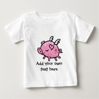 Kundengerechter Text des Cartoon-Fliegenschweins Baby T-shirt