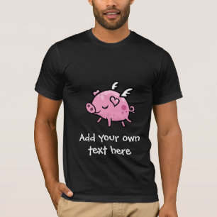 Kundengerechter Text des Cartoon-Fliegenschweins T-Shirt