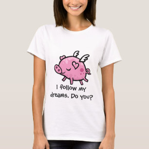 Kundengerechter Text des Cartoon-Fliegenschweins T-Shirt