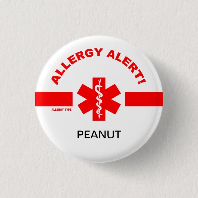 Kundengerechtes Allergie-Alarm-Button Button (Vorderseite)