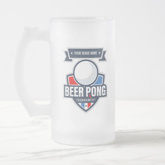 Kundengerechtes Bier Pong Turnier-Logo Mattglas Bierglas (Links)
