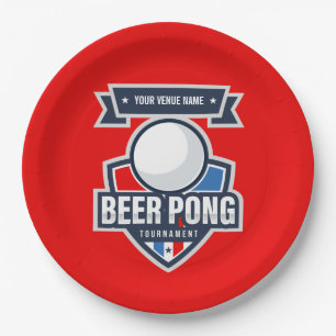Kundengerechtes Bier Pong Turnier-Logo Pappteller