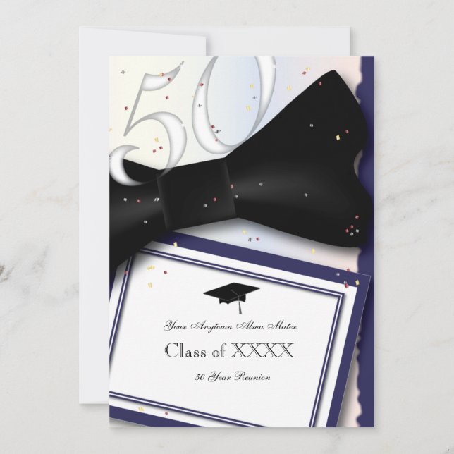 Kundengerechtes Blaues und Weiß 50 Einladung (Vorderseite)