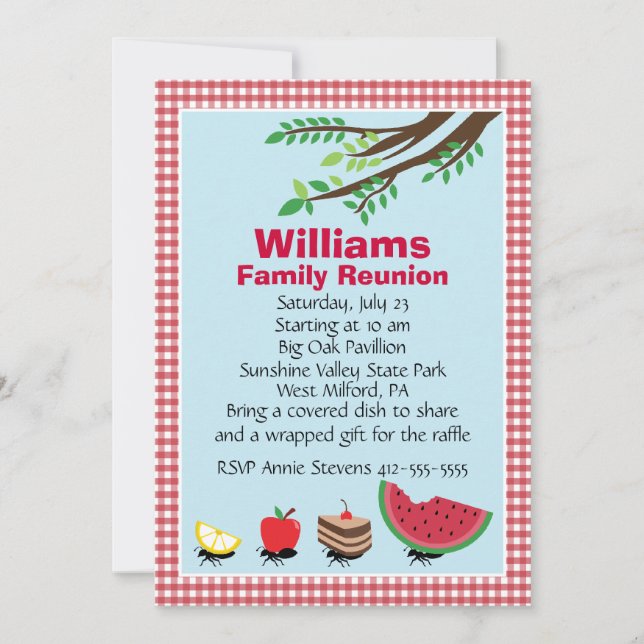 Kundengerechtes Familien-Wiedersehen-Picknick Einladung (Vorderseite)