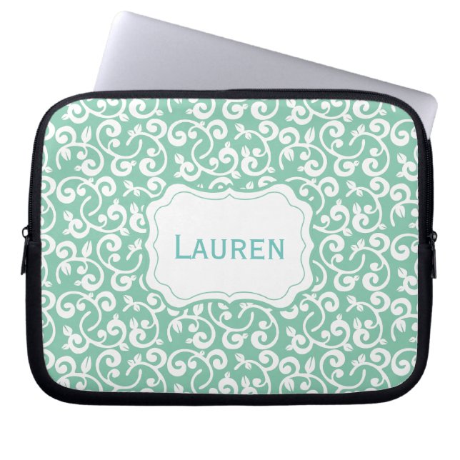 Kundengerechtes Farbmonogramm mit Blumen, Laptopschutzhülle (Vorderseite)