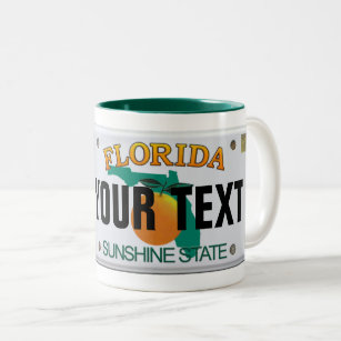 (Kundengerechtes) Florida-Kfz-Kennzeichen Zweifarbige Tasse