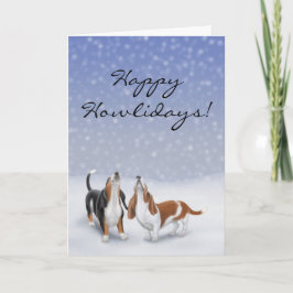 Kundengerechtes glückliches Howlidays Basset Hound Feiertagskarte