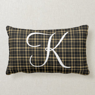 Kundengerechtes kariertes Anfangsmonogramm Lendenkissen