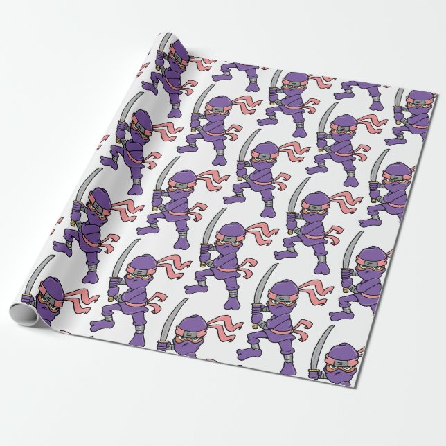 Kundengerechtes lila Ninja Muster Geschenkpapier (Ungerollt)