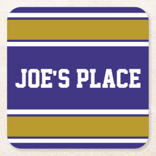 Kundengerechtes lila und altes Gold trägt Streifen Rechteckiger Pappuntersetzer