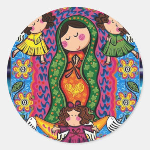 KUNDENGERECHTES PRO VIRGEN DE-GUADALUPE CARICATURA RUNDER AUFKLEBER