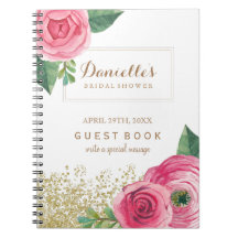 Kundengerechtes rosa Rosen-Brautparty-Gast-Buch