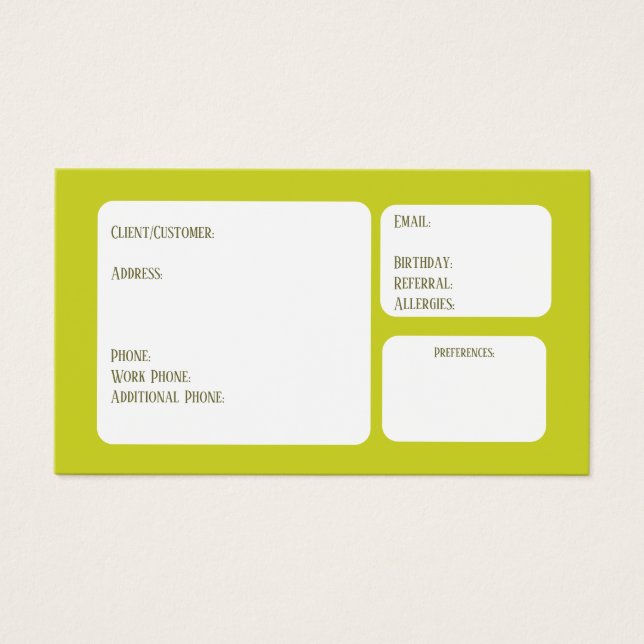 Kundenkarte (Vorderseite)
