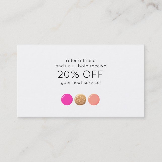 Kundenkommunikation des polnischen Nagelsalons Empfehlungskarte (Vorderseite)