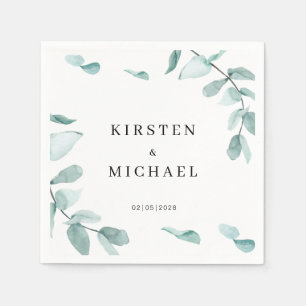 Kundenspezifisch Elegant Eukalyptus Grün Weiß Serviette