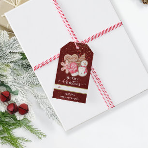 Kundenspezifisch, frohe Weihnachten, Rot und Gold, Geschenkanhänger