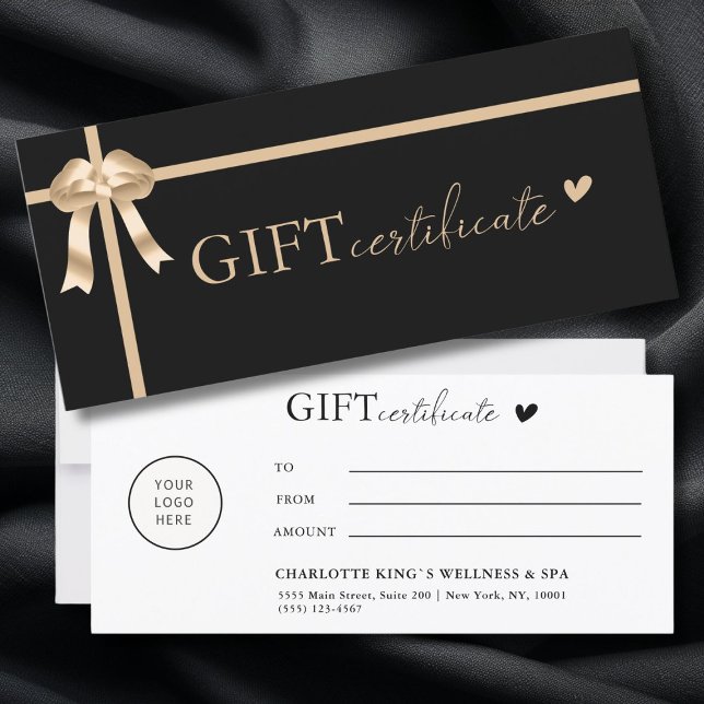 Kundenspezifisch, Logo, Geschenkgutachten (Customer specific, Logo, Ribbon, Business Gift Certificate. Black and Gold )