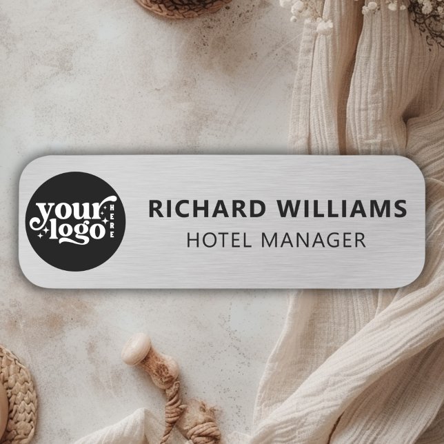 kundenspezifisch | Safety Button Imitate Silver Em (Custom Magnetic | Safety Pin Faux Silver Employee Name Tag)