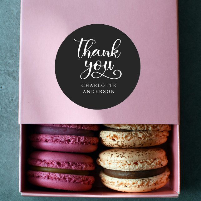 Kundenspezifisch, schwarz Danke, Aufkleber! Runder Aufkleber (Von Creator hochgeladen)