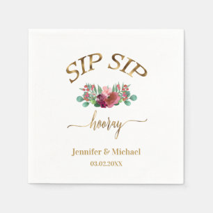 Kundenspezifisch "SIP SIP HOORAY" Blumen Serviette