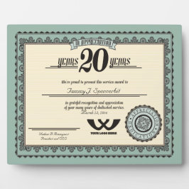 Kundenspezifische 20 Jahre Service-Auszeichnung fü Fotoplatte