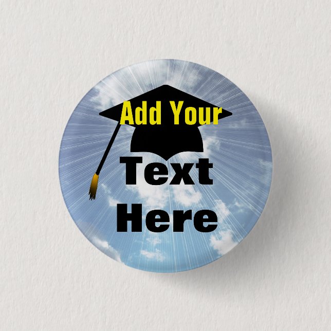 Kundenspezifische Abschluss-Kappe auf blauer Button (Vorderseite)