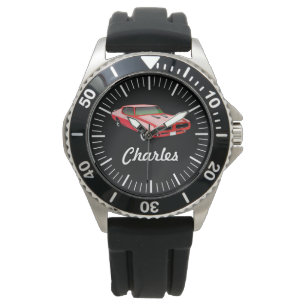 Kundenspezifische Auto-Uhr - Muskel-Auto-Rot Armbanduhr